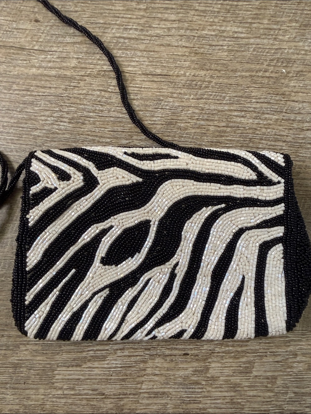 Inge Christopher Black and White Zebra Beaded Crossbody Bag - Picture 4 of 4